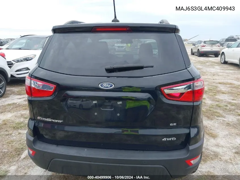 2021 Ford Ecosport Se VIN: MAJ6S3GL4MC409943 Lot: 40499906