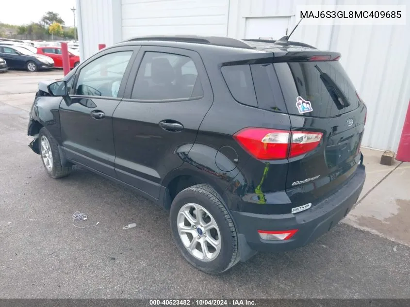 2021 Ford Ecosport Se VIN: MAJ6S3GL8MC409685 Lot: 40523482