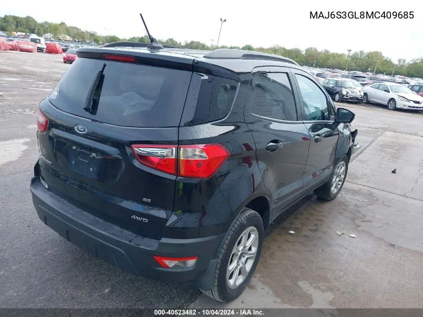 2021 Ford Ecosport Se VIN: MAJ6S3GL8MC409685 Lot: 40523482