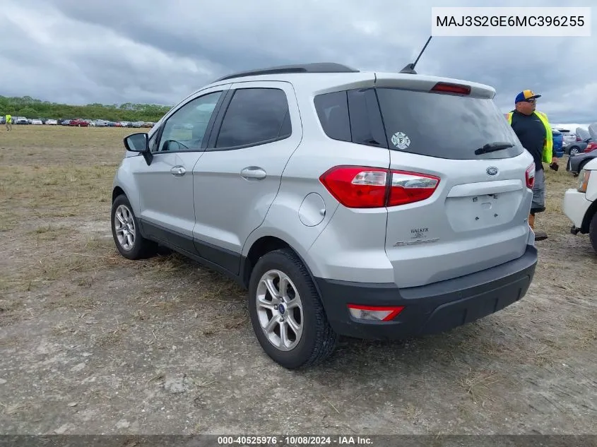 2021 Ford Ecosport Se VIN: MAJ3S2GE6MC396255 Lot: 40525976