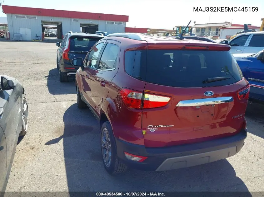 2021 Ford Ecosport Titanium VIN: MAJ3S2KE5MC445159 Lot: 40534500