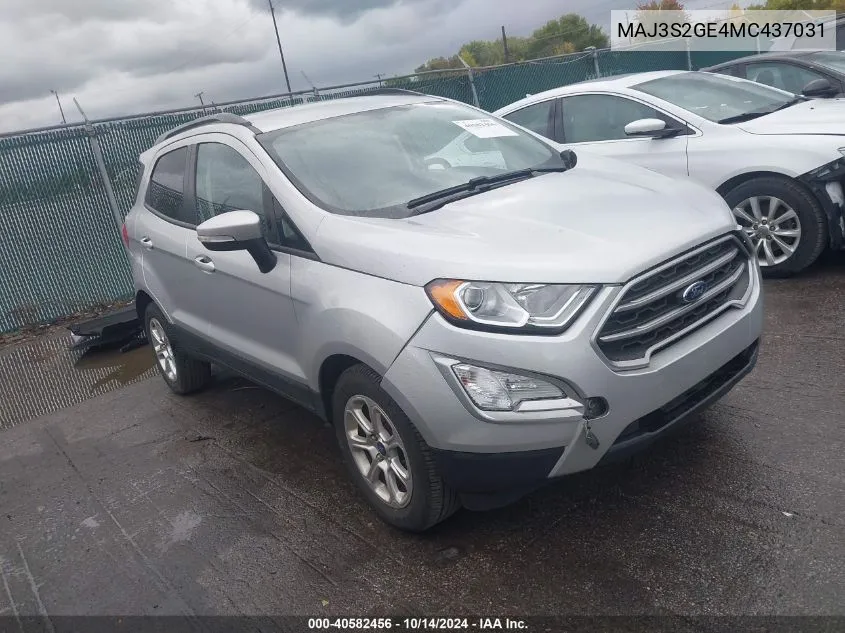 2021 Ford Ecosport Se VIN: MAJ3S2GE4MC437031 Lot: 40582456