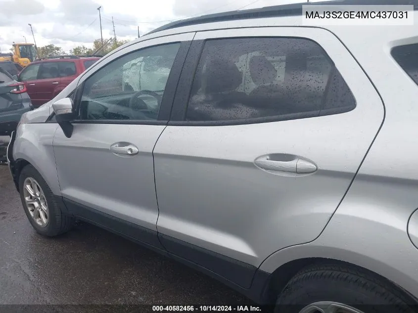 2021 Ford Ecosport Se VIN: MAJ3S2GE4MC437031 Lot: 40582456