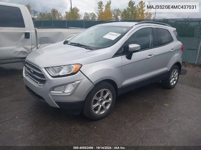 2021 Ford Ecosport Se VIN: MAJ3S2GE4MC437031 Lot: 40582456