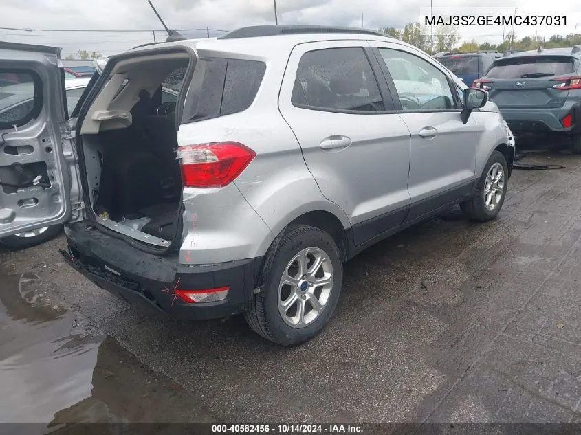 2021 Ford Ecosport Se VIN: MAJ3S2GE4MC437031 Lot: 40582456