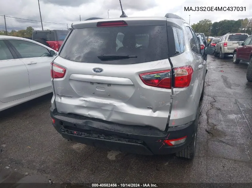 2021 Ford Ecosport Se VIN: MAJ3S2GE4MC437031 Lot: 40582456