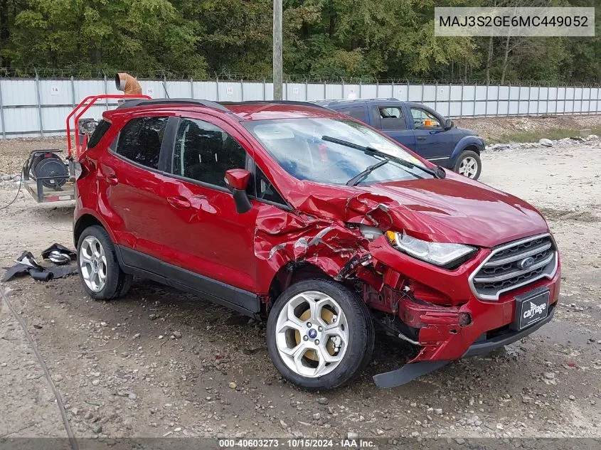 2021 Ford Ecosport Se VIN: MAJ3S2GE6MC449052 Lot: 40603273