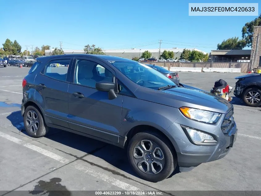 2021 Ford Ecosport S VIN: MAJ3S2FE0MC420633 Lot: 40623299