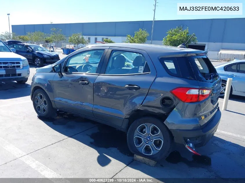 2021 Ford Ecosport S VIN: MAJ3S2FE0MC420633 Lot: 40623299