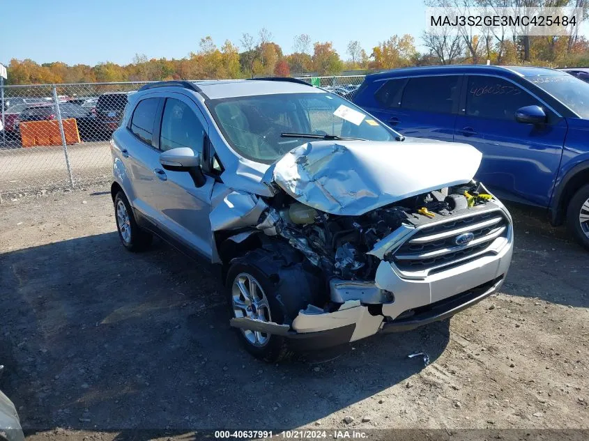 2021 Ford Ecosport Se VIN: MAJ3S2GE3MC425484 Lot: 40637991