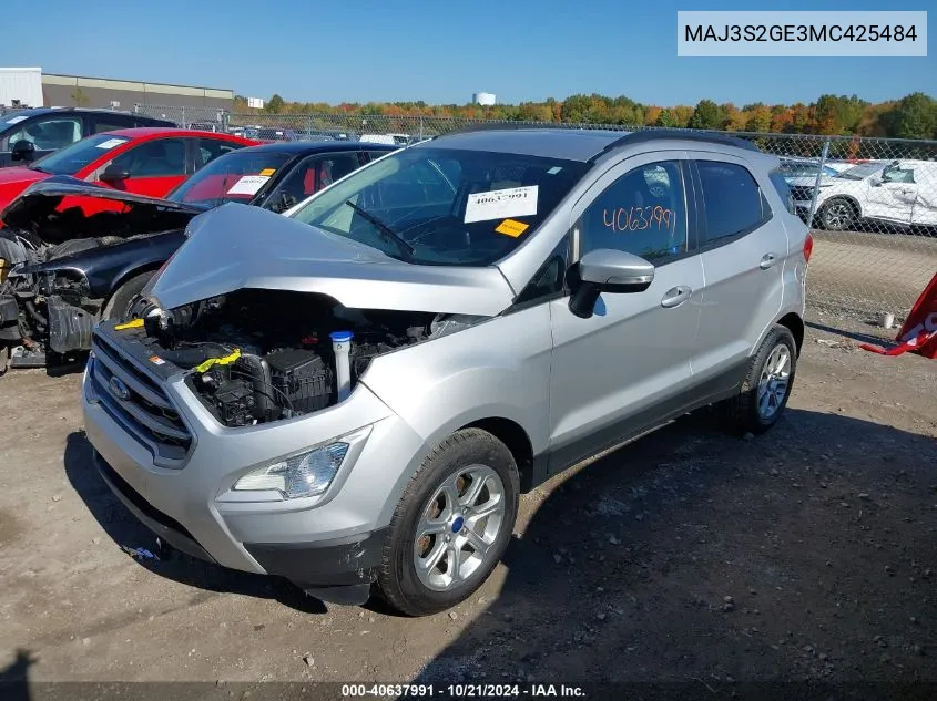 2021 Ford Ecosport Se VIN: MAJ3S2GE3MC425484 Lot: 40637991