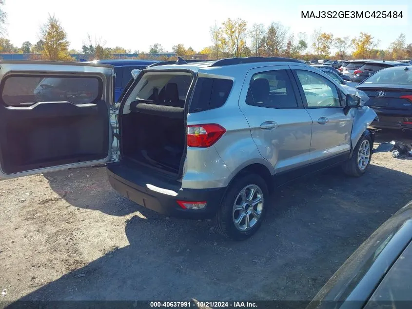 2021 Ford Ecosport Se VIN: MAJ3S2GE3MC425484 Lot: 40637991