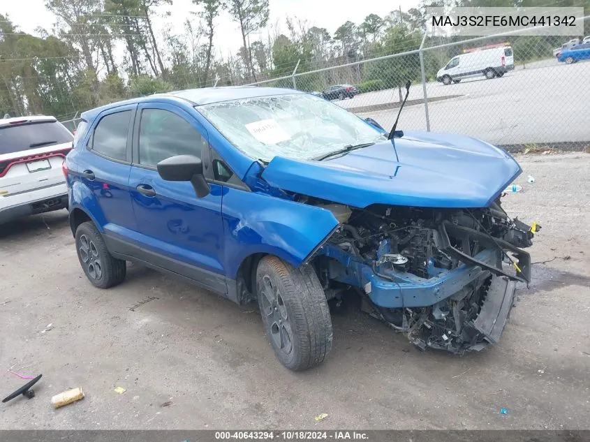 2021 Ford Ecosport S VIN: MAJ3S2FE6MC441342 Lot: 40643294