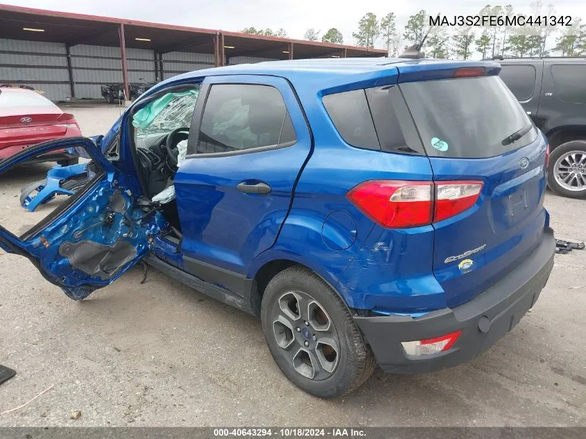 2021 Ford Ecosport S VIN: MAJ3S2FE6MC441342 Lot: 40643294