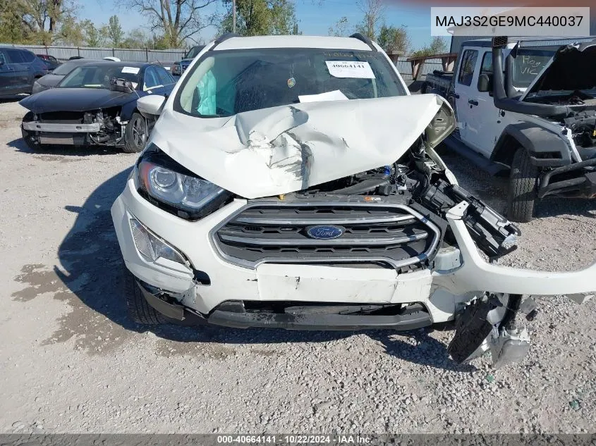 2021 Ford Ecosport Se VIN: MAJ3S2GE9MC440037 Lot: 40664141