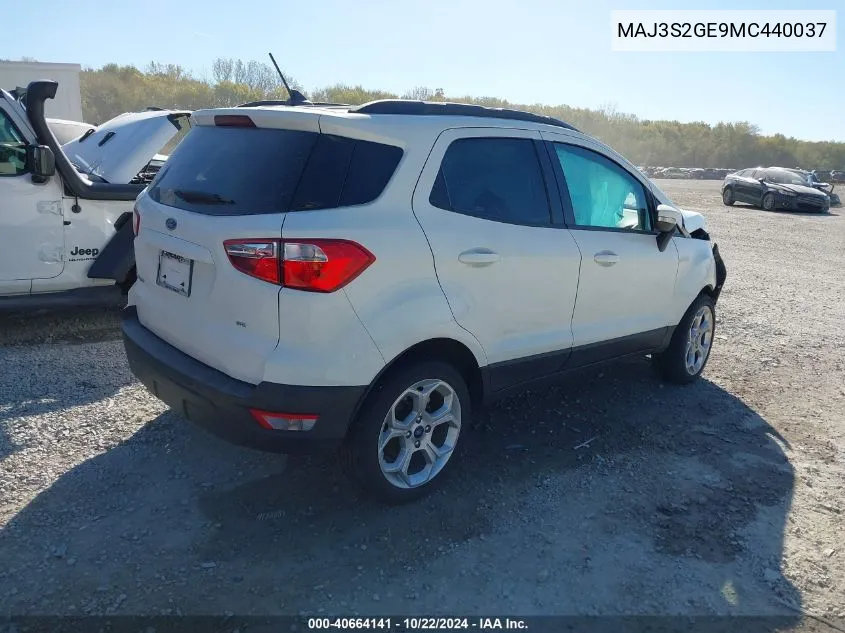 2021 Ford Ecosport Se VIN: MAJ3S2GE9MC440037 Lot: 40664141