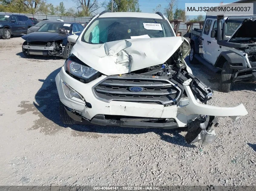 2021 Ford Ecosport Se VIN: MAJ3S2GE9MC440037 Lot: 40664141