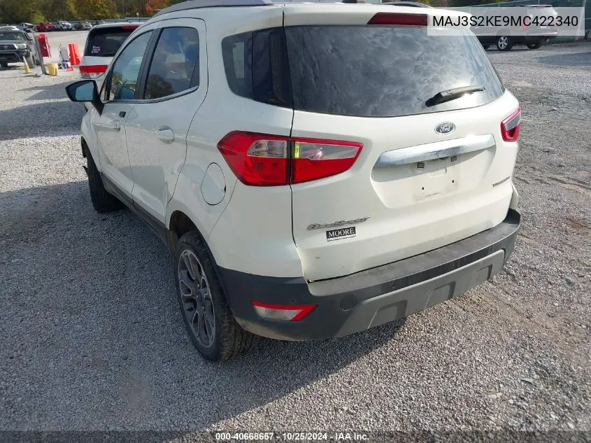 2021 Ford Ecosport Titanium VIN: MAJ3S2KE9MC422340 Lot: 40668657