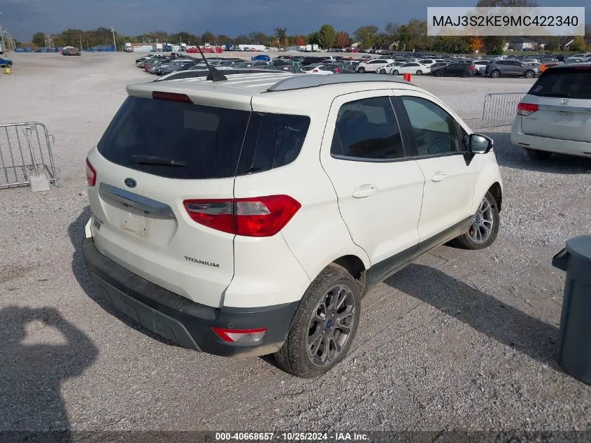 2021 Ford Ecosport Titanium VIN: MAJ3S2KE9MC422340 Lot: 40668657