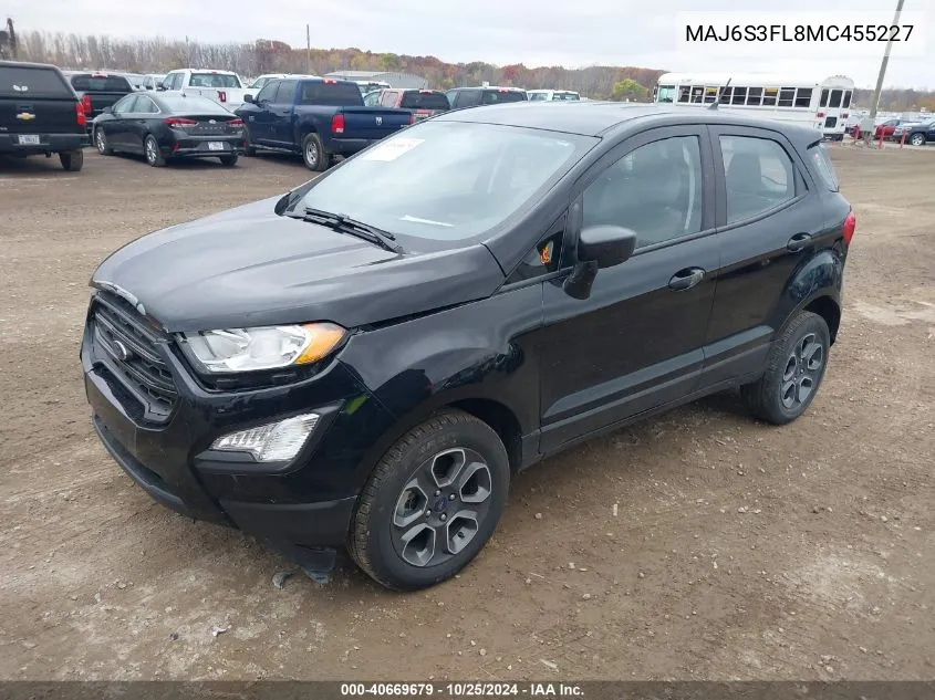 2021 Ford Ecosport S VIN: MAJ6S3FL8MC455227 Lot: 40669679