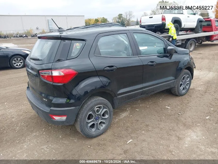 2021 Ford Ecosport S VIN: MAJ6S3FL8MC455227 Lot: 40669679