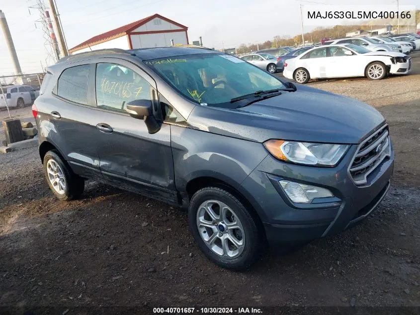 2021 Ford Ecosport Se VIN: MAJ6S3GL5MC400166 Lot: 40701657