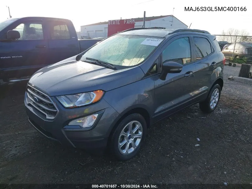 2021 Ford Ecosport Se VIN: MAJ6S3GL5MC400166 Lot: 40701657