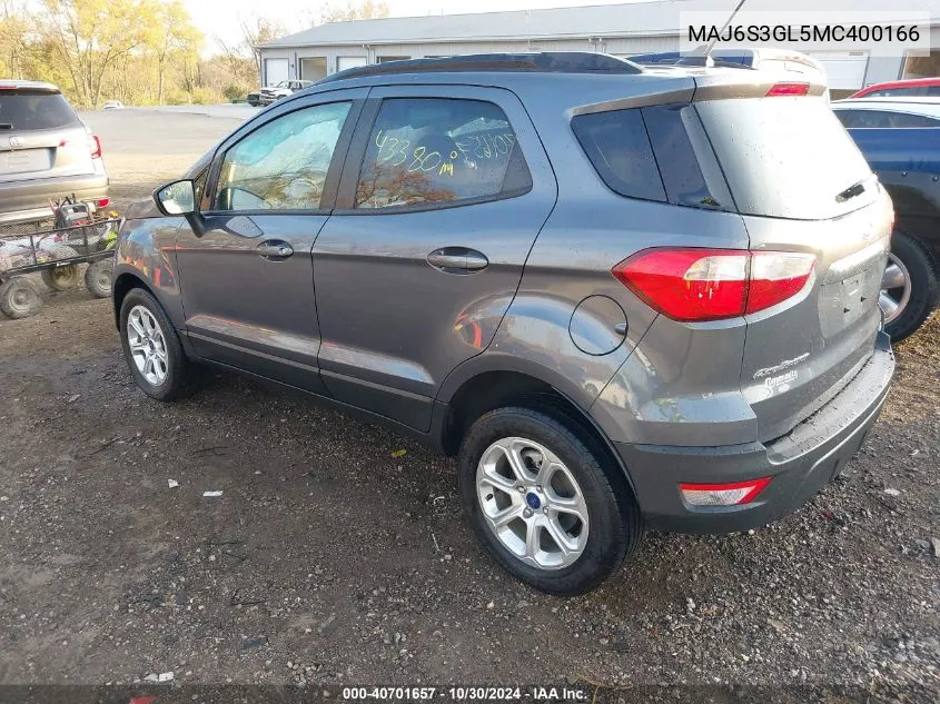 2021 Ford Ecosport Se VIN: MAJ6S3GL5MC400166 Lot: 40701657