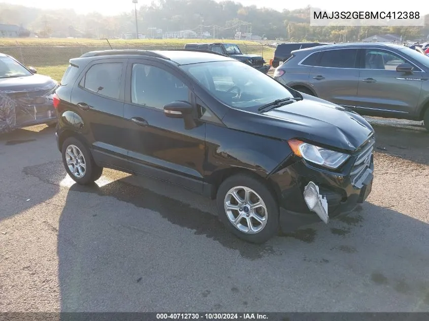 2021 Ford Ecosport Se VIN: MAJ3S2GE8MC412388 Lot: 40712730