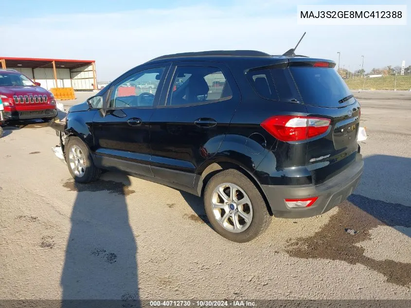 2021 Ford Ecosport Se VIN: MAJ3S2GE8MC412388 Lot: 40712730