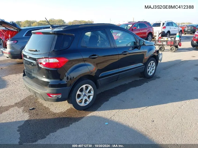 2021 Ford Ecosport Se VIN: MAJ3S2GE8MC412388 Lot: 40712730