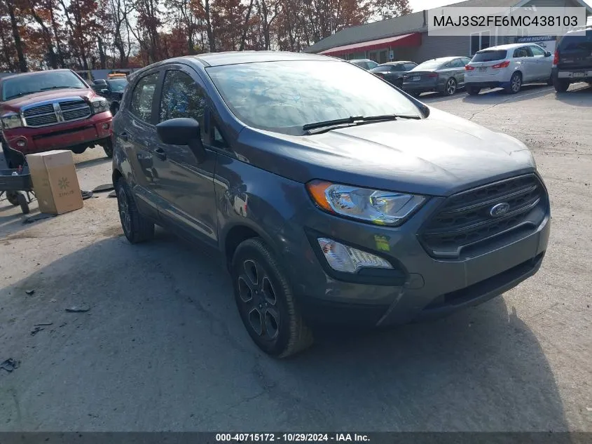 2021 Ford Ecosport S VIN: MAJ3S2FE6MC438103 Lot: 40715172