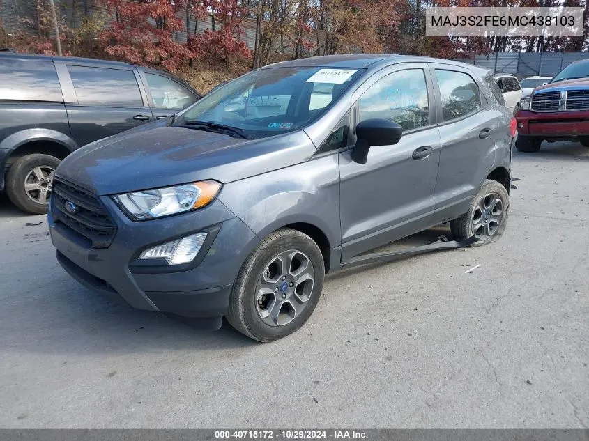 2021 Ford Ecosport S VIN: MAJ3S2FE6MC438103 Lot: 40715172