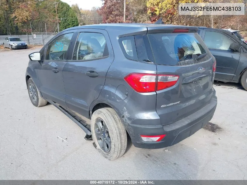 2021 Ford Ecosport S VIN: MAJ3S2FE6MC438103 Lot: 40715172