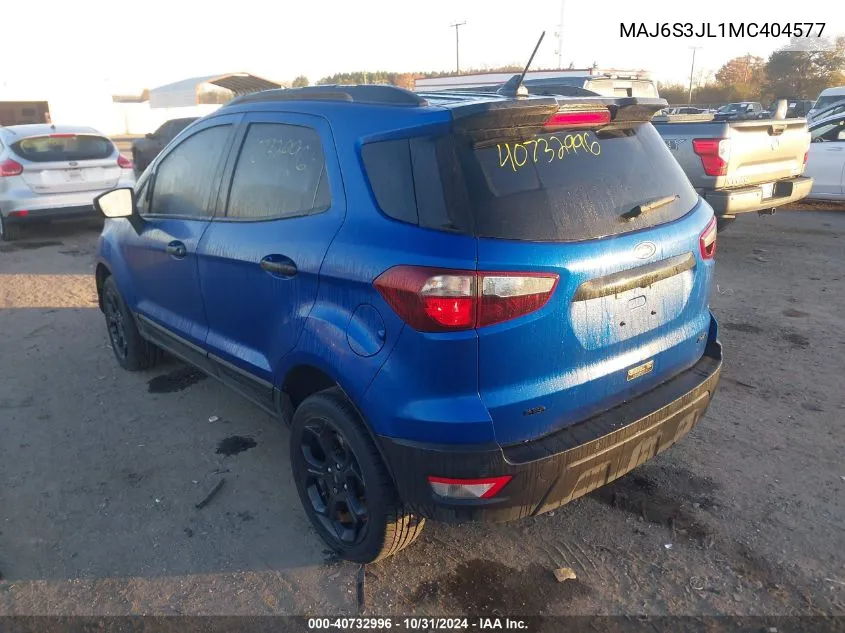 2021 Ford Ecosport Ses VIN: MAJ6S3JL1MC404577 Lot: 40732996