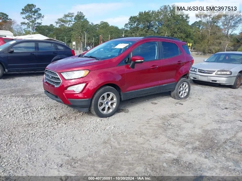 2021 Ford Ecosport Se VIN: MAJ6S3GL5MC397513 Lot: 40735051