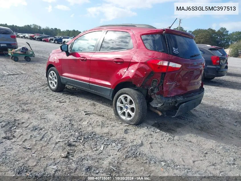 2021 Ford Ecosport Se VIN: MAJ6S3GL5MC397513 Lot: 40735051