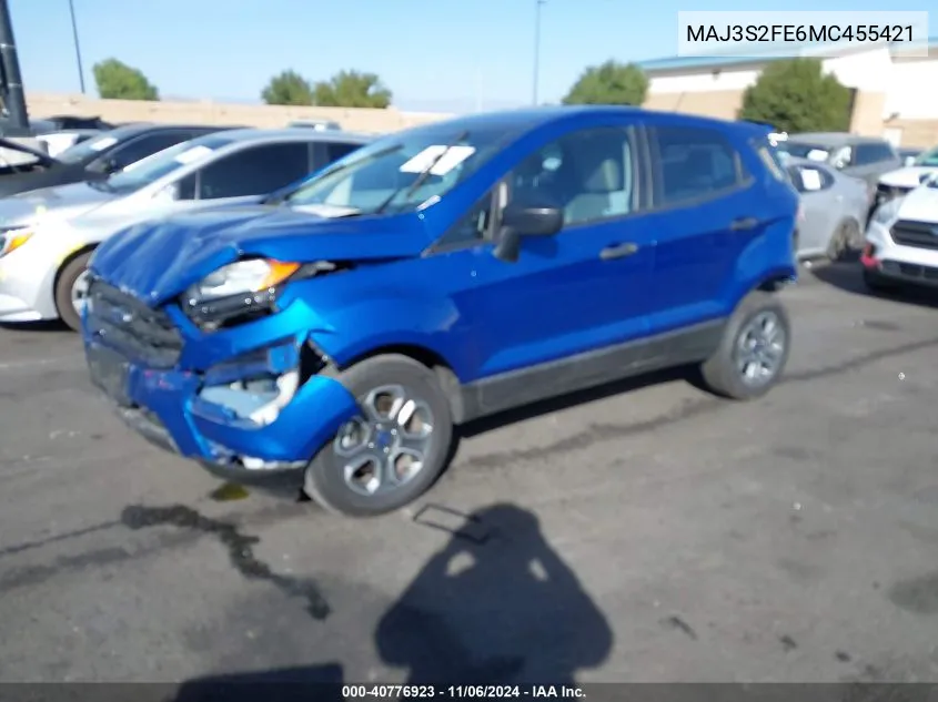 2021 Ford Ecosport S VIN: MAJ3S2FE6MC455421 Lot: 40776923