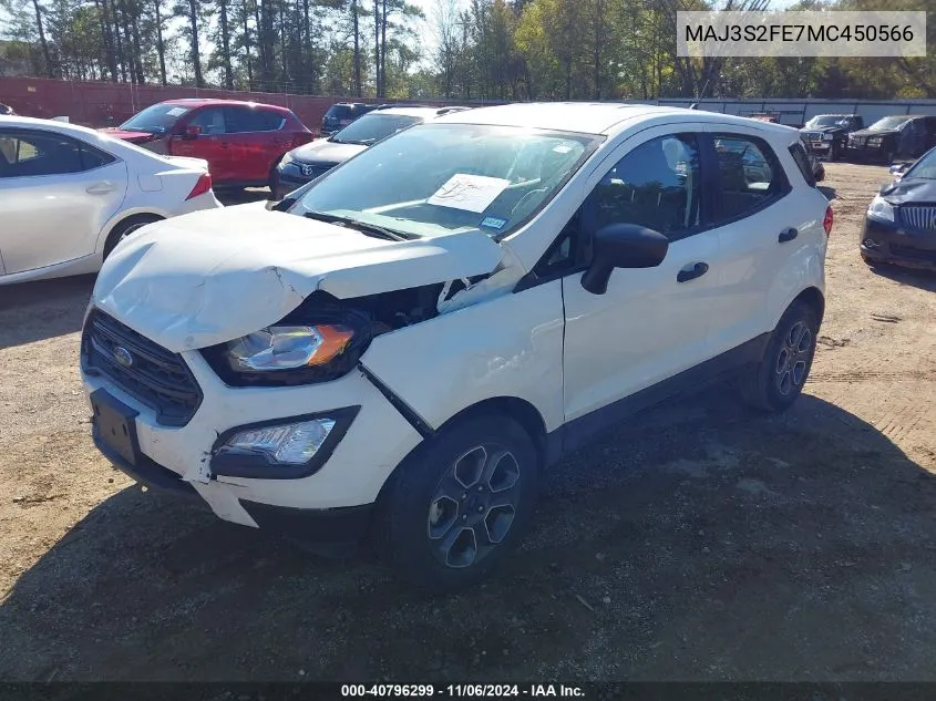 2021 Ford Ecosport S VIN: MAJ3S2FE7MC450566 Lot: 40796299