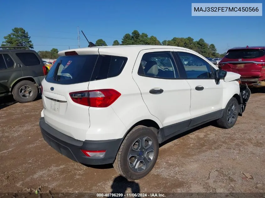 2021 Ford Ecosport S VIN: MAJ3S2FE7MC450566 Lot: 40796299