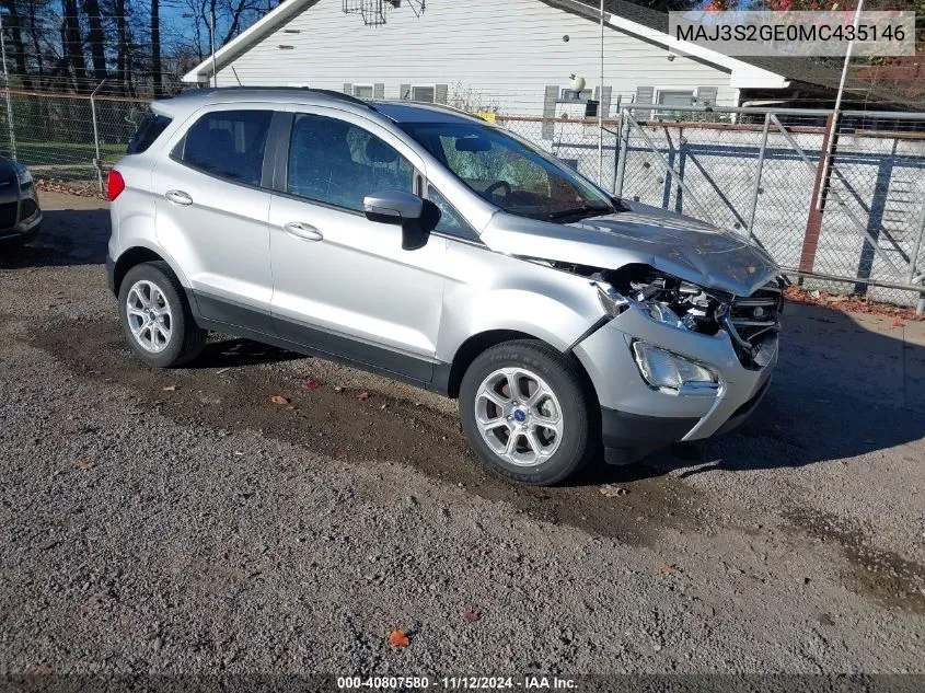 2021 Ford Ecosport Se VIN: MAJ3S2GE0MC435146 Lot: 40807580