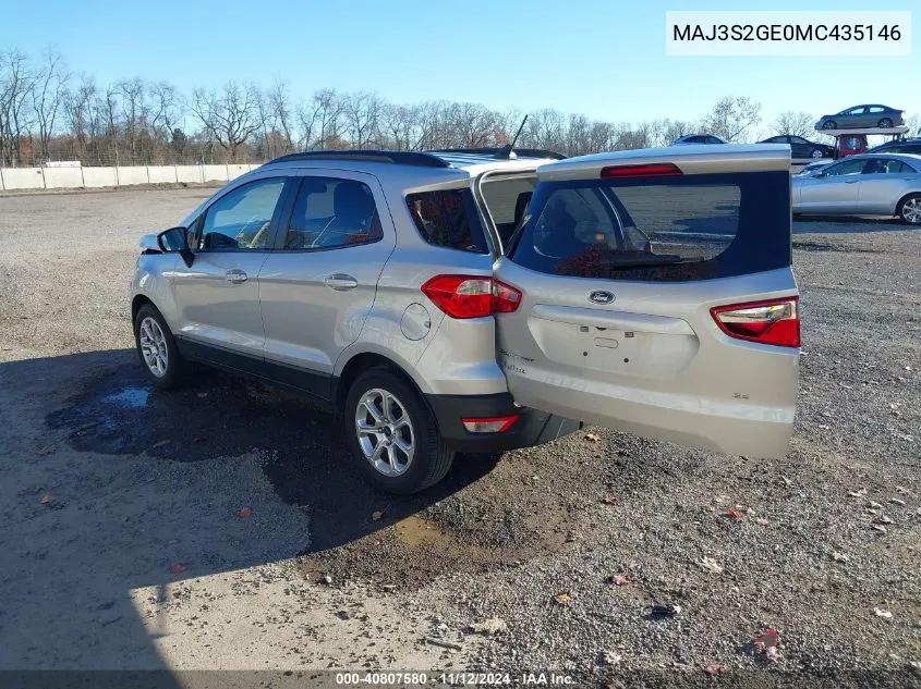 2021 Ford Ecosport Se VIN: MAJ3S2GE0MC435146 Lot: 40807580