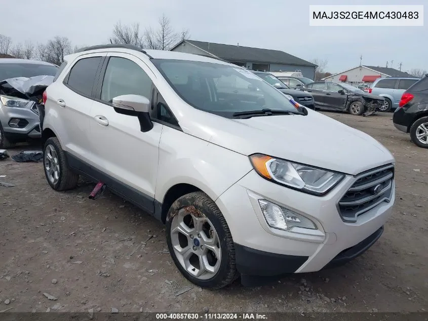 2021 Ford Ecosport Se VIN: MAJ3S2GE4MC430483 Lot: 40857630