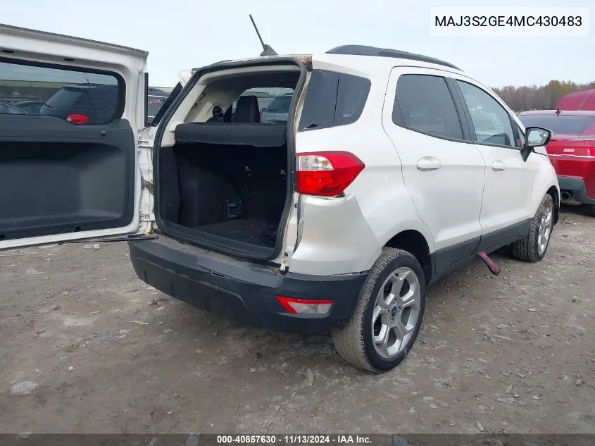 2021 Ford Ecosport Se VIN: MAJ3S2GE4MC430483 Lot: 40857630