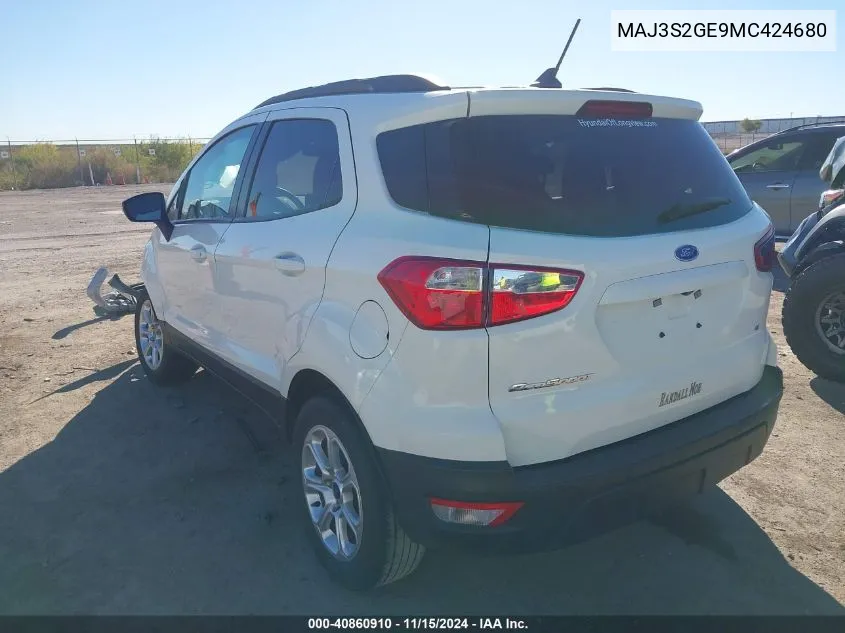 2021 Ford Ecosport Se VIN: MAJ3S2GE9MC424680 Lot: 40860910