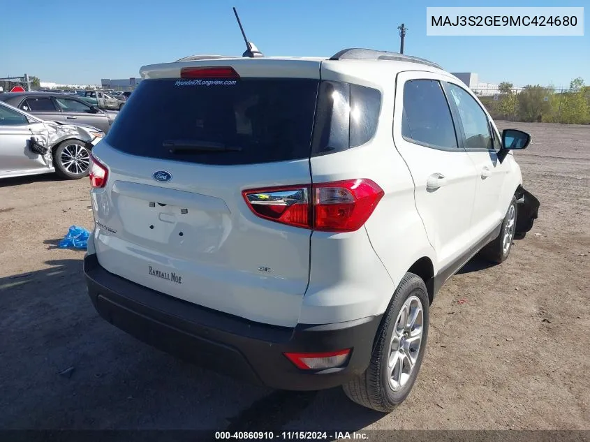 2021 Ford Ecosport Se VIN: MAJ3S2GE9MC424680 Lot: 40860910