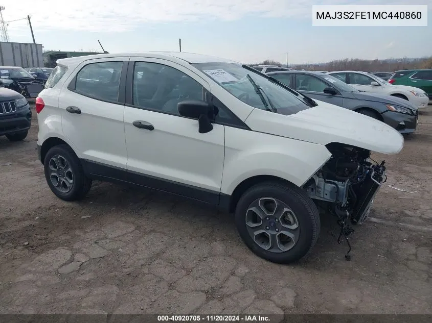 2021 Ford Ecosport S VIN: MAJ3S2FE1MC440860 Lot: 40920705