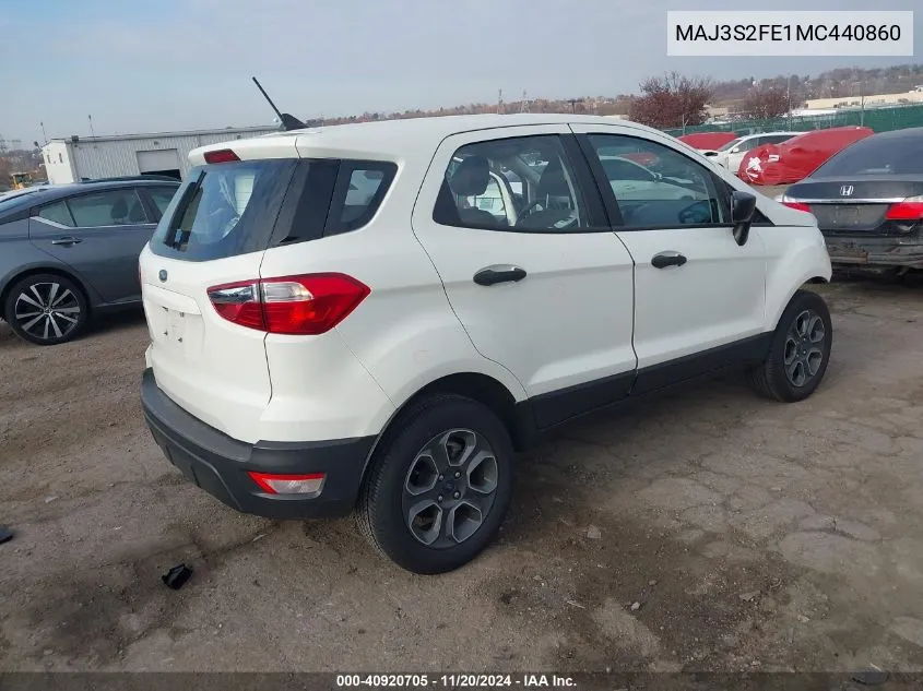 2021 Ford Ecosport S VIN: MAJ3S2FE1MC440860 Lot: 40920705