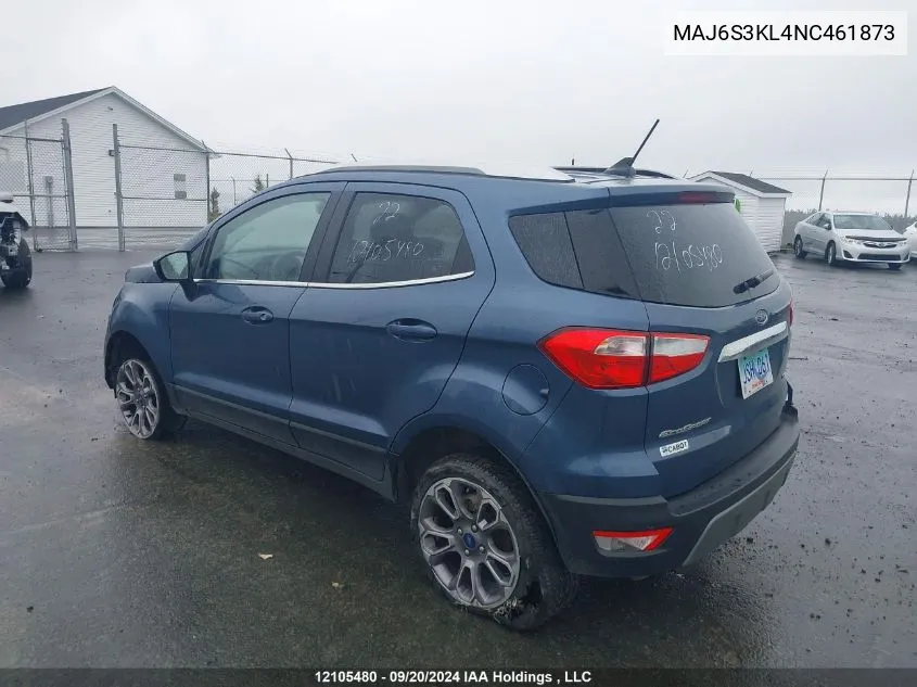 2022 Ford Ecosport Titanium VIN: MAJ6S3KL4NC461873 Lot: 12105480