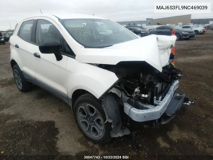 2022 Ford Ecosport S VIN: MAJ6S3FL9NC469039 Lot: 30047743